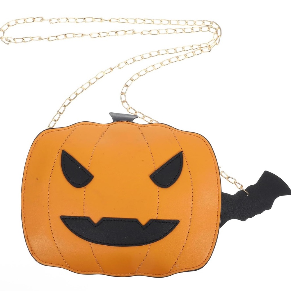 NEW! Pumpkin & Bat Halloween Jack-o’-lantern Crossbody Purse - Picture 4 of 14